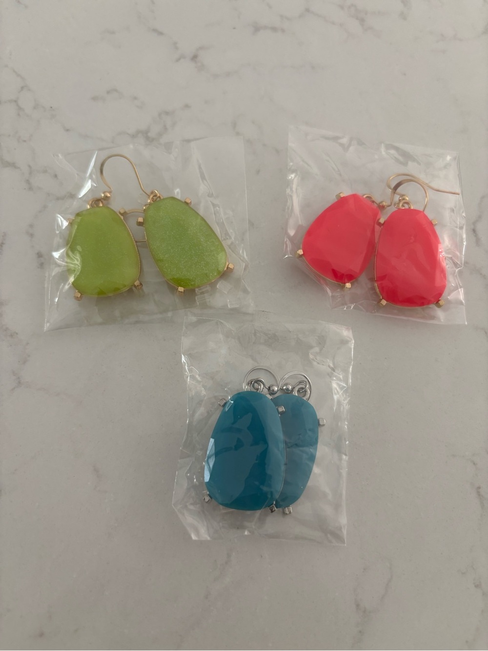 Y2K inspired-Colorful Teardrop Statement Earrings - Green, Pink & Blue